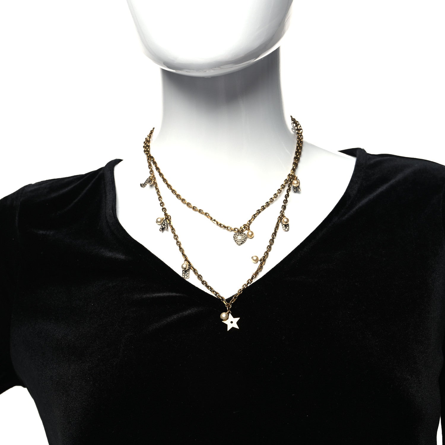 Christian Dior Metal Star J'adior Multi Strand Necklace Aged Gold 2 of 5