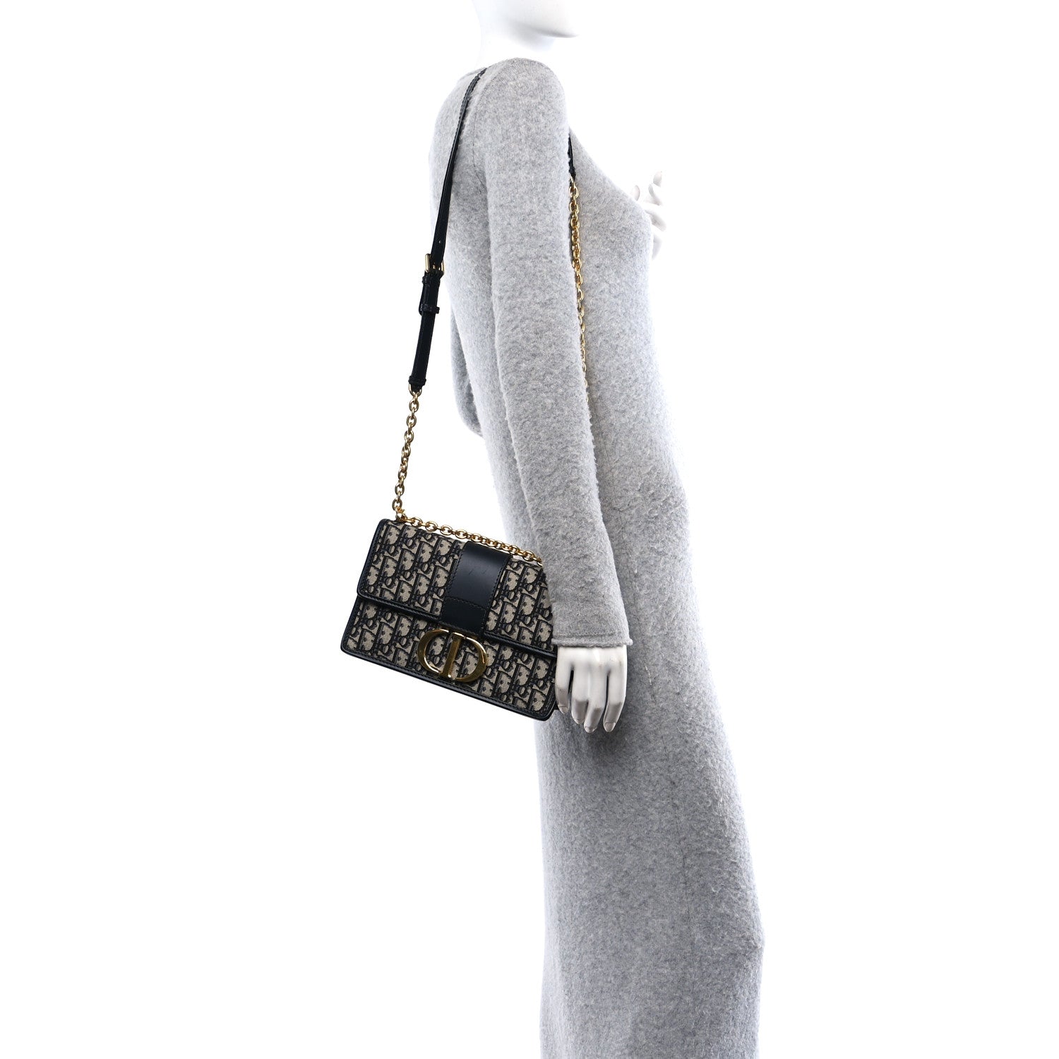 Christian Dior Oblique 30 Montaigne Chain Flap Bag Blue 2 of 9