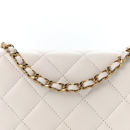 Chanel Caviar Quilted CC Turnlock Wallet On Chain WOC White 9 of 13