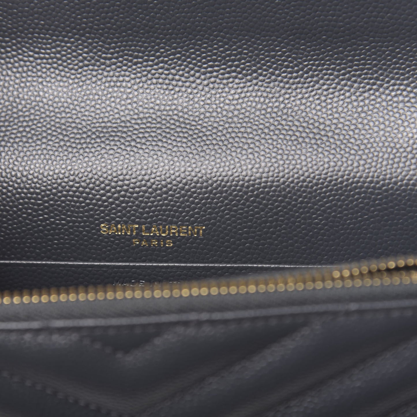 Grain De Poudre Matelasse Chevron Monogram Envelope Chain Wallet Dark Smog