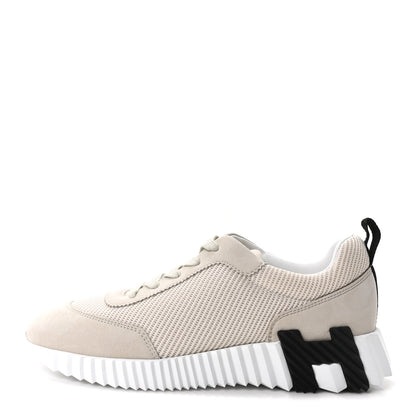 Hermes Airy Mesh Suede Goatskin Womens Bouncing Sneakers 39 Beige Glasie 1 of 10