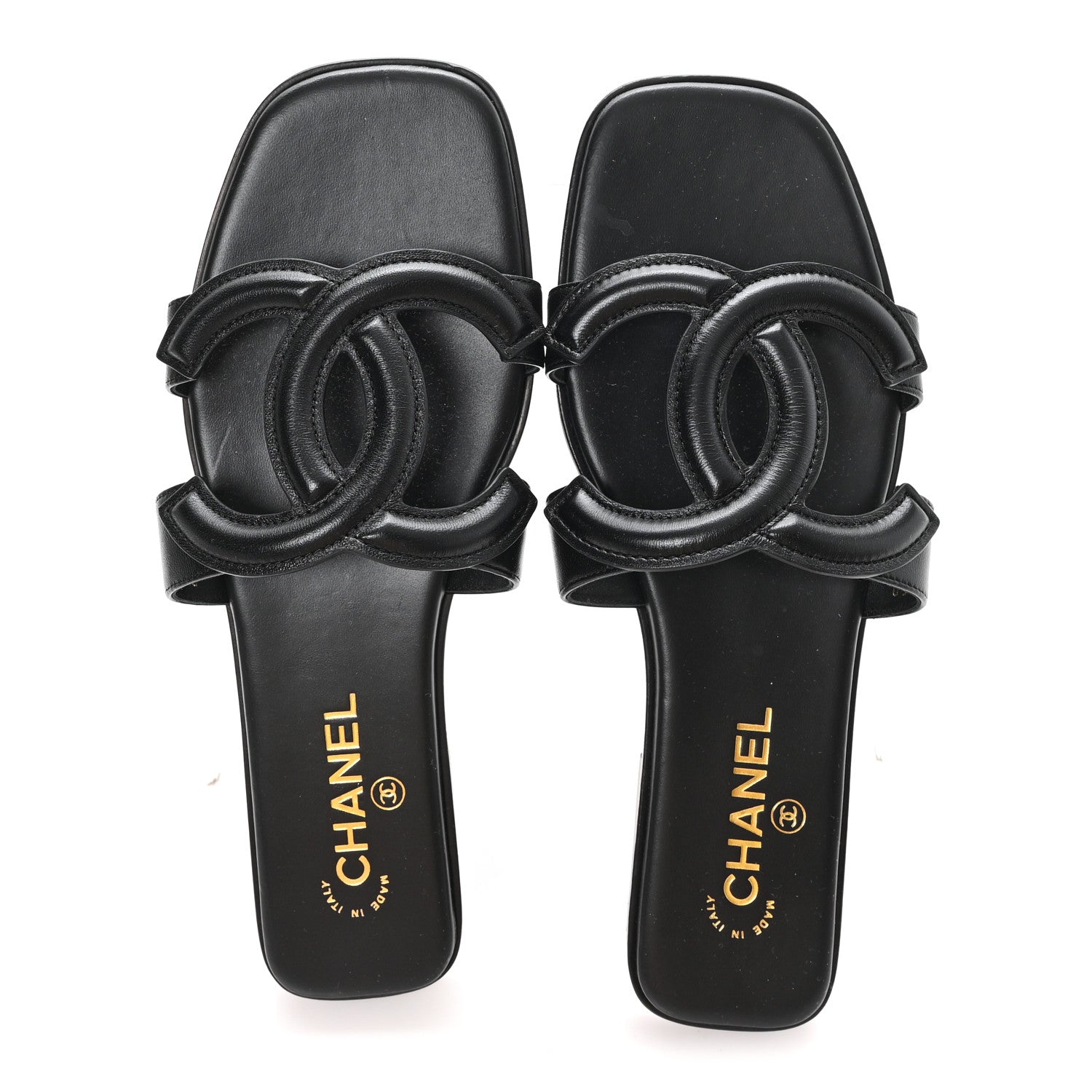 Chanel Lambskin CC Cut Out Mules Sandals 41 Black 2 of 9