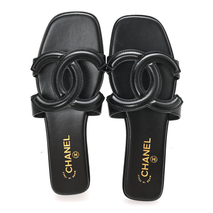 Chanel Lambskin CC Cut Out Mules Sandals 41 Black 2 of 9