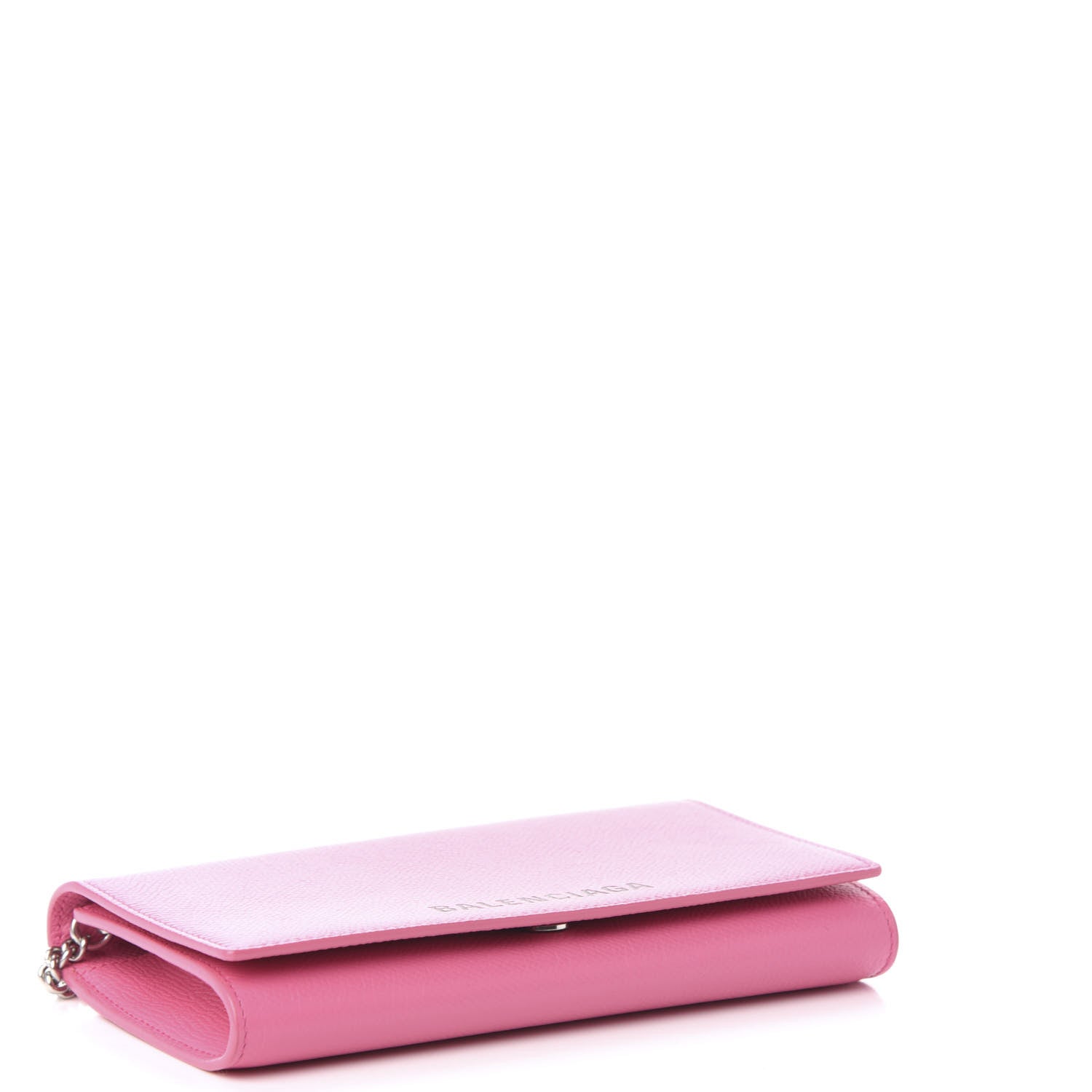 Balenciaga Signature Grained Calfskin Logo Ville Wallet on Chain Bubble Gum Black 4 of 10