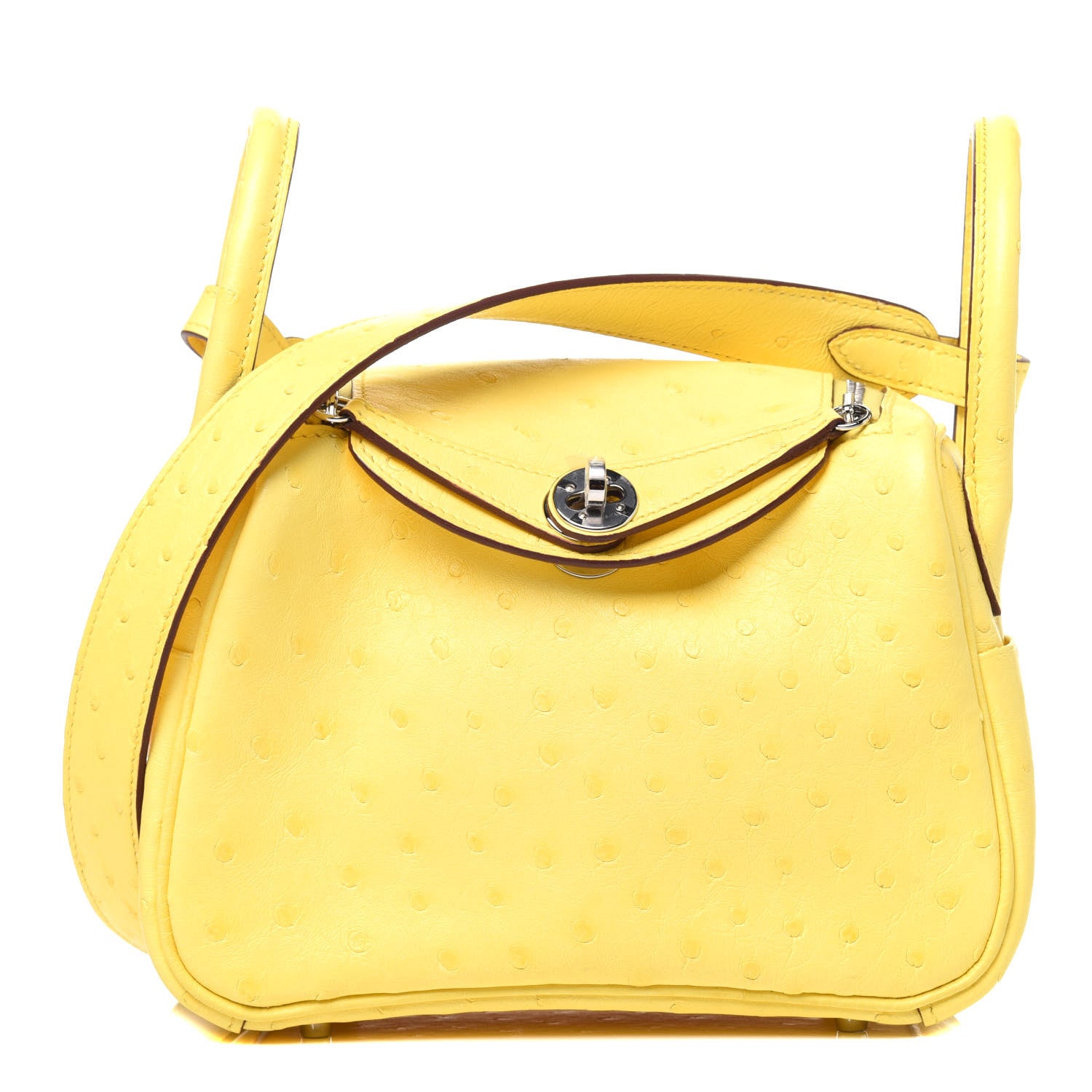 Hermes Ostrich Mini Lindy 20 Jaune Citron 1 of 12