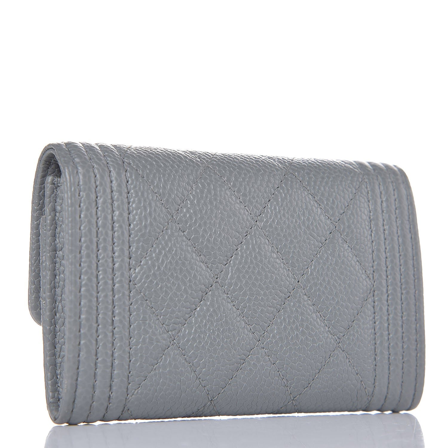 Chanel Caviar Quilted Boy Flap Card Holder Grey 3 of 9