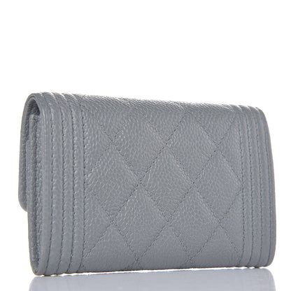 Chanel Caviar Quilted Boy Flap Card Holder Grey 3 of 9