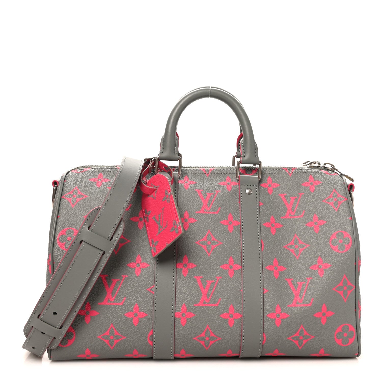 Louis Vuitton Monogram Glow Up Keepall Bandouliere 35 Grey Pink 1 of 9