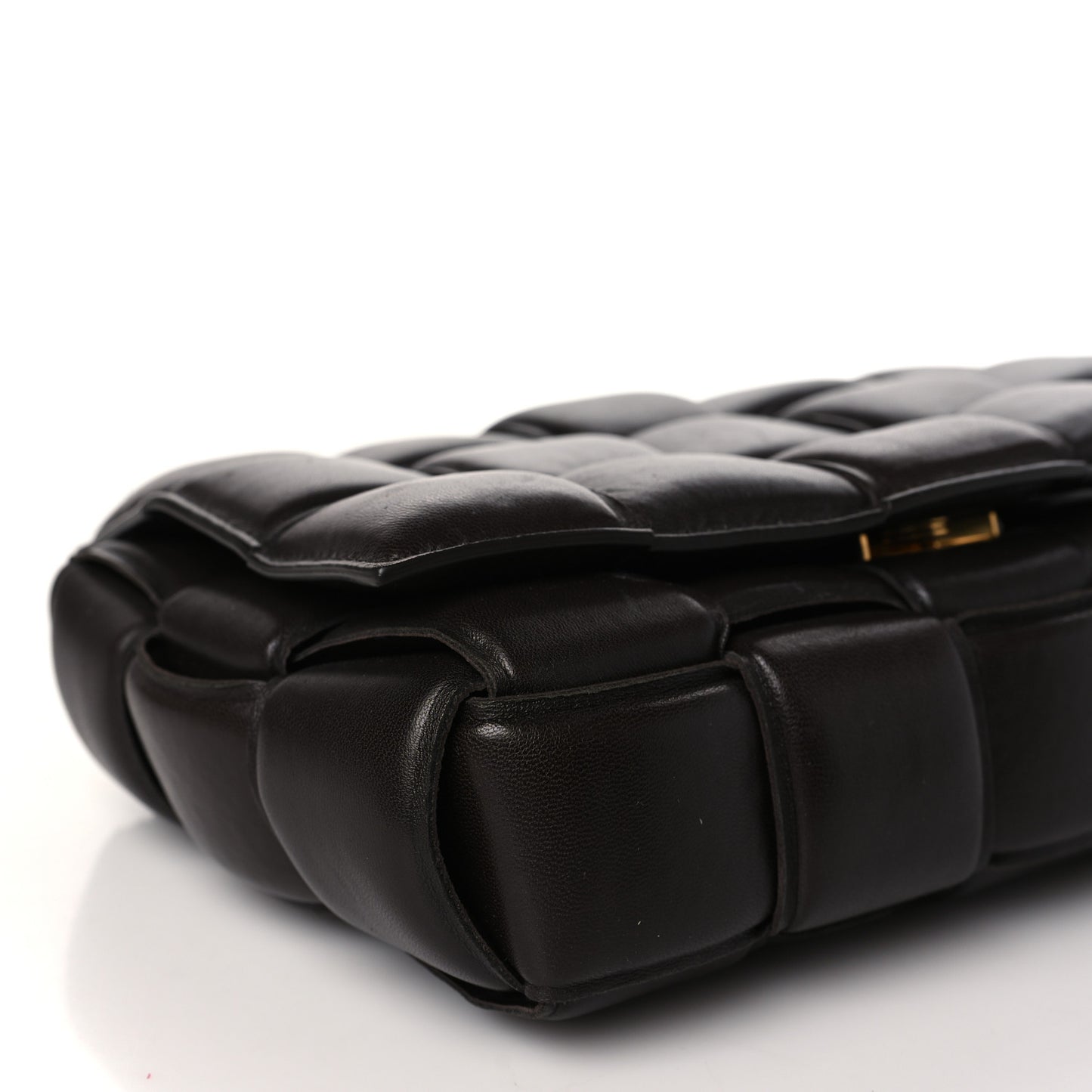 Lambskin Maxi Intreccio Padded Chain Cassette Crossbody Bag Black