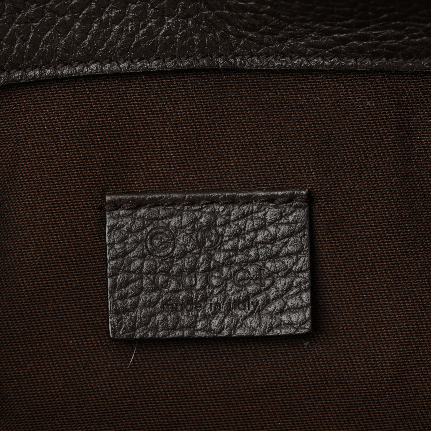 Gucci Monogram Dollar Calfskin O Drawstring Backpack Beige Ebony Testa di Moro Dark Chocolate 6 of 12