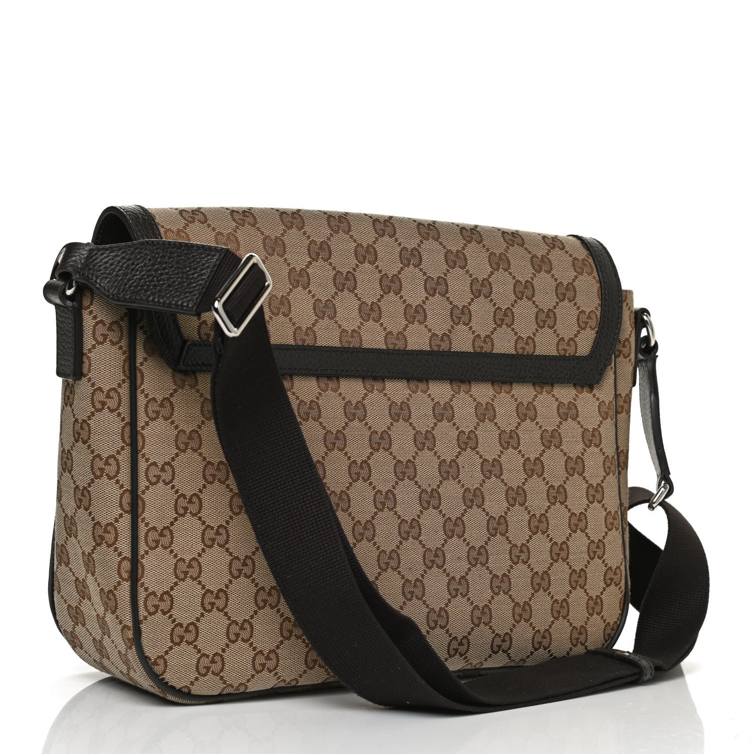 Gucci Monogram Large Flap Messenger Bag Beige Dark Brown 3 of 16