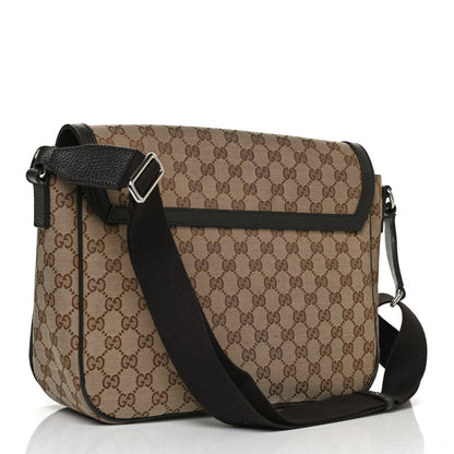 Gucci Monogram Large Flap Messenger Bag Beige Dark Brown 3 of 16