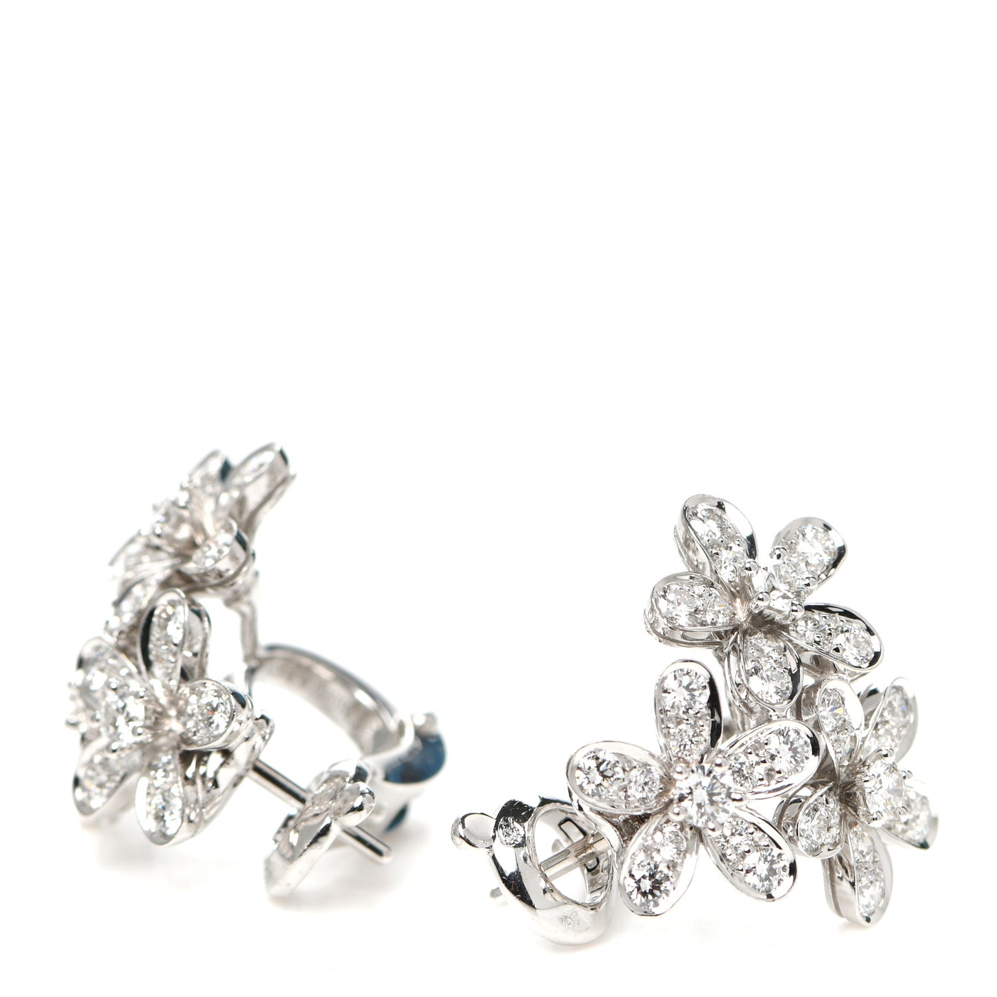 18K White Gold Diamond Socrate 3 Flowers Earrings