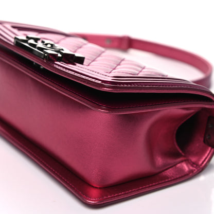 Chanel Metallic Patent Calfskin Quilted Small Boy Flap Pink 9 of 13
