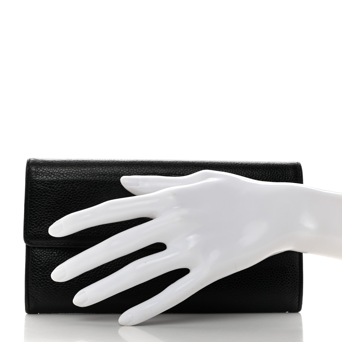 Caviar Timeless CC Large Gusset Flap Wallet Black