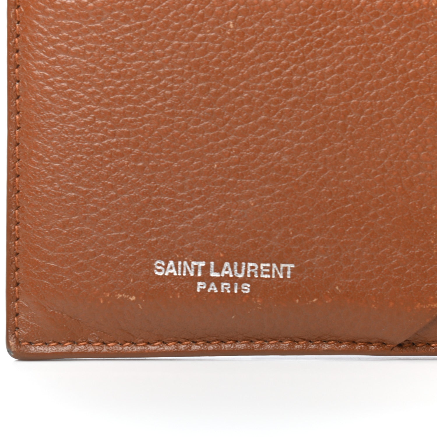 Saint Laurent Grained Calfskin 5 Fragments Zip Pouch Card Holder Brown Gold 8 of 9