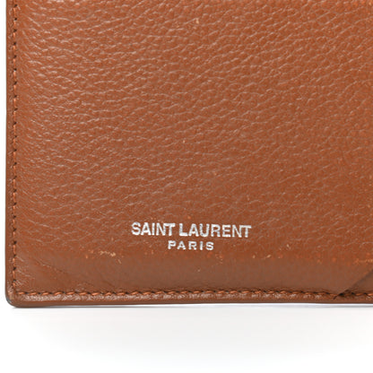 Saint Laurent Grained Calfskin 5 Fragments Zip Pouch Card Holder Brown Gold 8 of 9