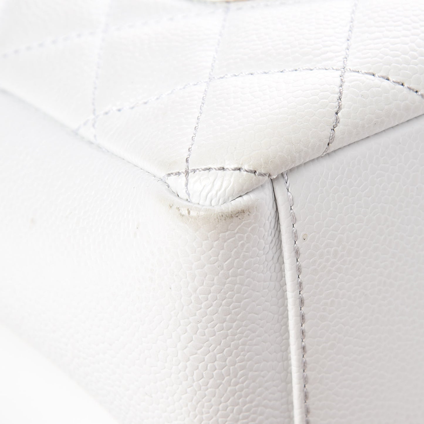 Caviar Quilted Petit Shopping Tote PST White