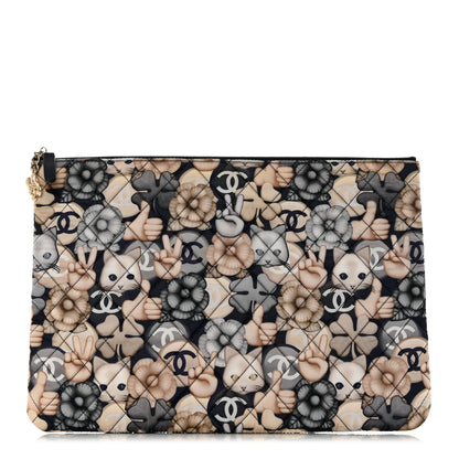 Chanel Nylon Quilted Medium Cat Emoticon Cosmetic Case Navy 1 of 7