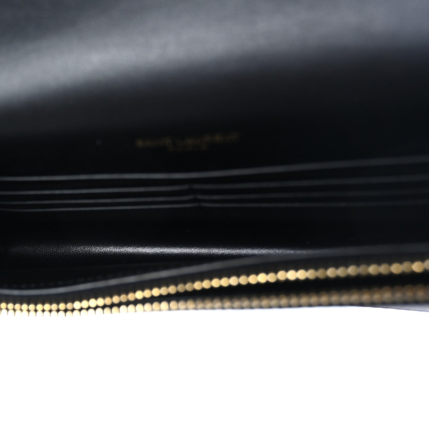 Satin Monogram Kate Tassel Chain Wallet Black
