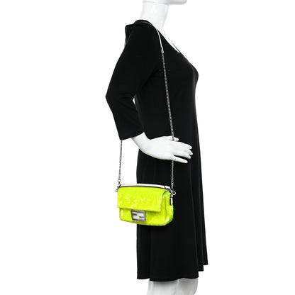 Fendi Transparent Paillettes Elaphe Mini Baguette Yellow Fluo Avorio 2 of 10