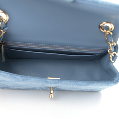 Chanel Printed Denim Quilted Mini Rectangular Flap Light Blue 5 of 9