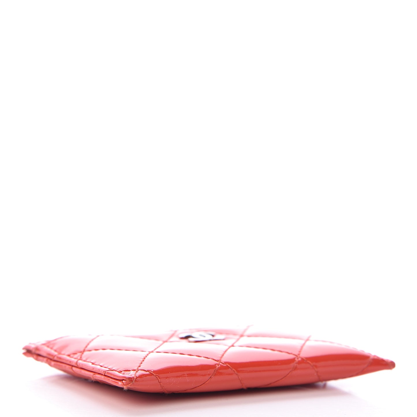 Patent Quilted Card Holder Red