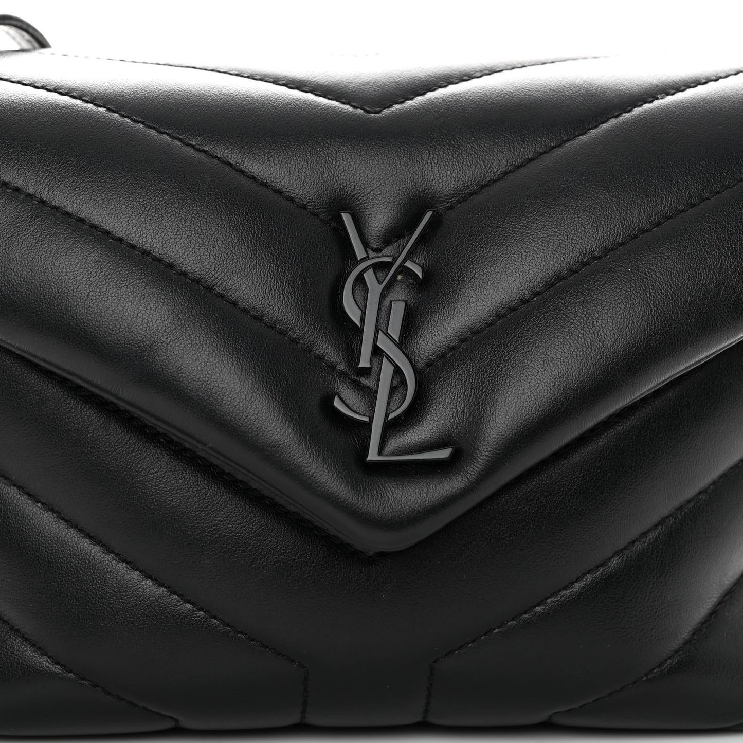 Calfskin Y Quilted Monogram Monochrome Toy Loulou Crossbody Bag Black