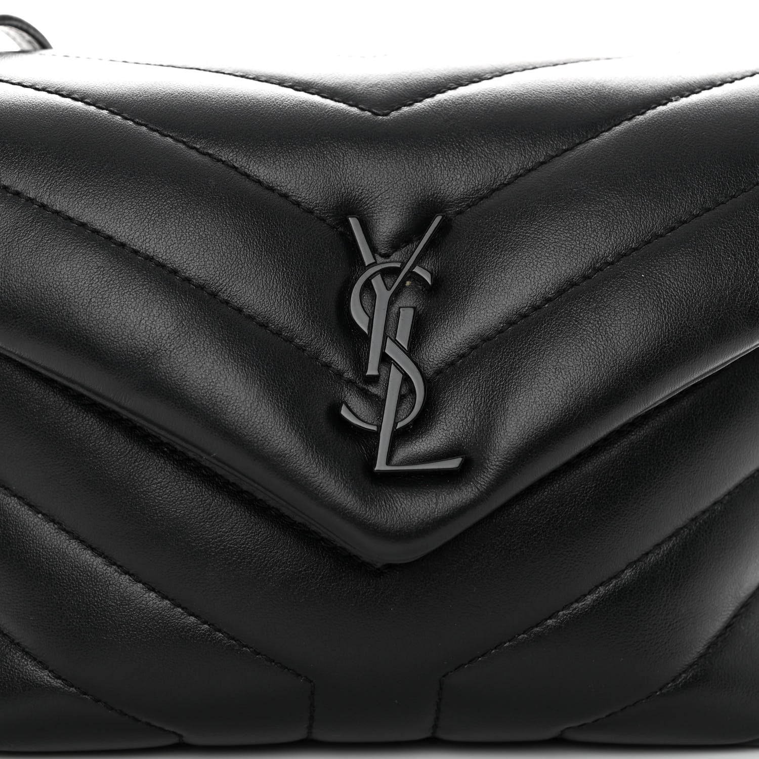 Saint Laurent Calfskin Y Quilted Monogram Monochrome Toy Loulou Crossbody Bag Black 6 of 8