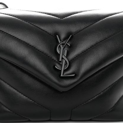 Saint Laurent Calfskin Y Quilted Monogram Monochrome Toy Loulou Crossbody Bag Black 6 of 8