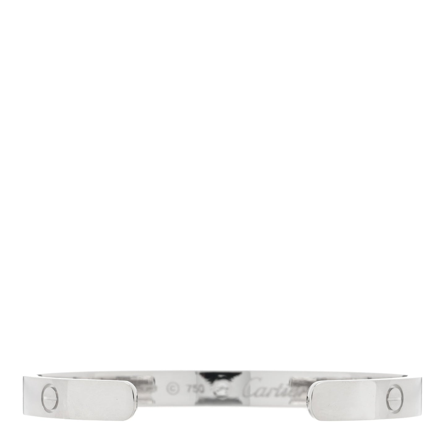 18K White Gold 1 Diamond LOVE Cuff Bracelet 17