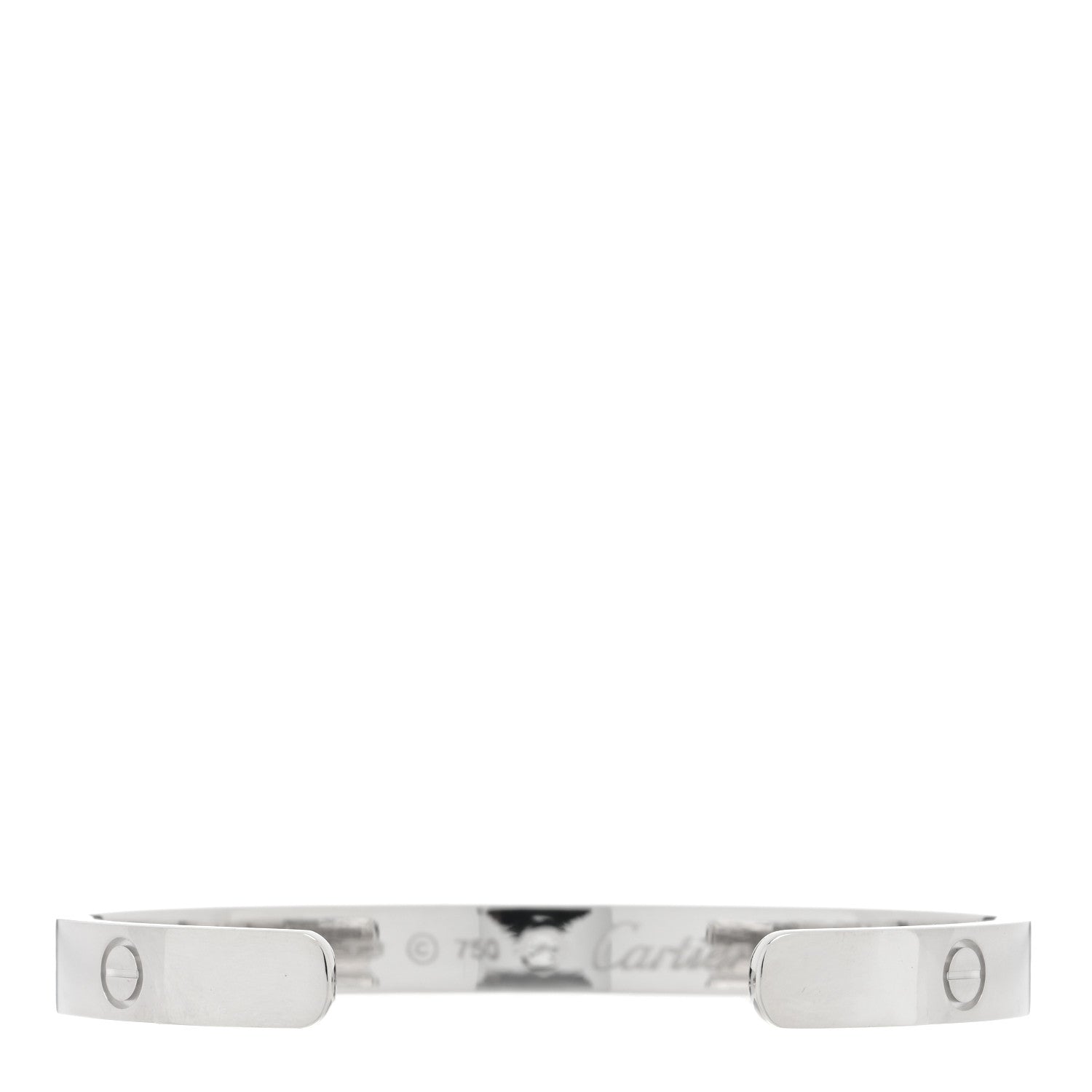 Cartier 18K White Gold 1 Diamond LOVE Cuff Bracelet 17 2 of 3