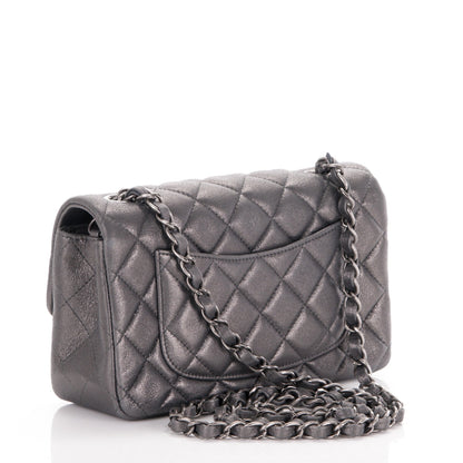 Chanel Iridescent Calfskin Quilted Mini Rectangular Flap Dark Grey 3 of 7
