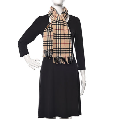 Burberry Cashmere House Check Fringe Scarf Camel 2 of 4