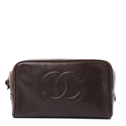 Chanel Caviar Timeless CC Cosmetic Pouch Bag Brown 1 of 15