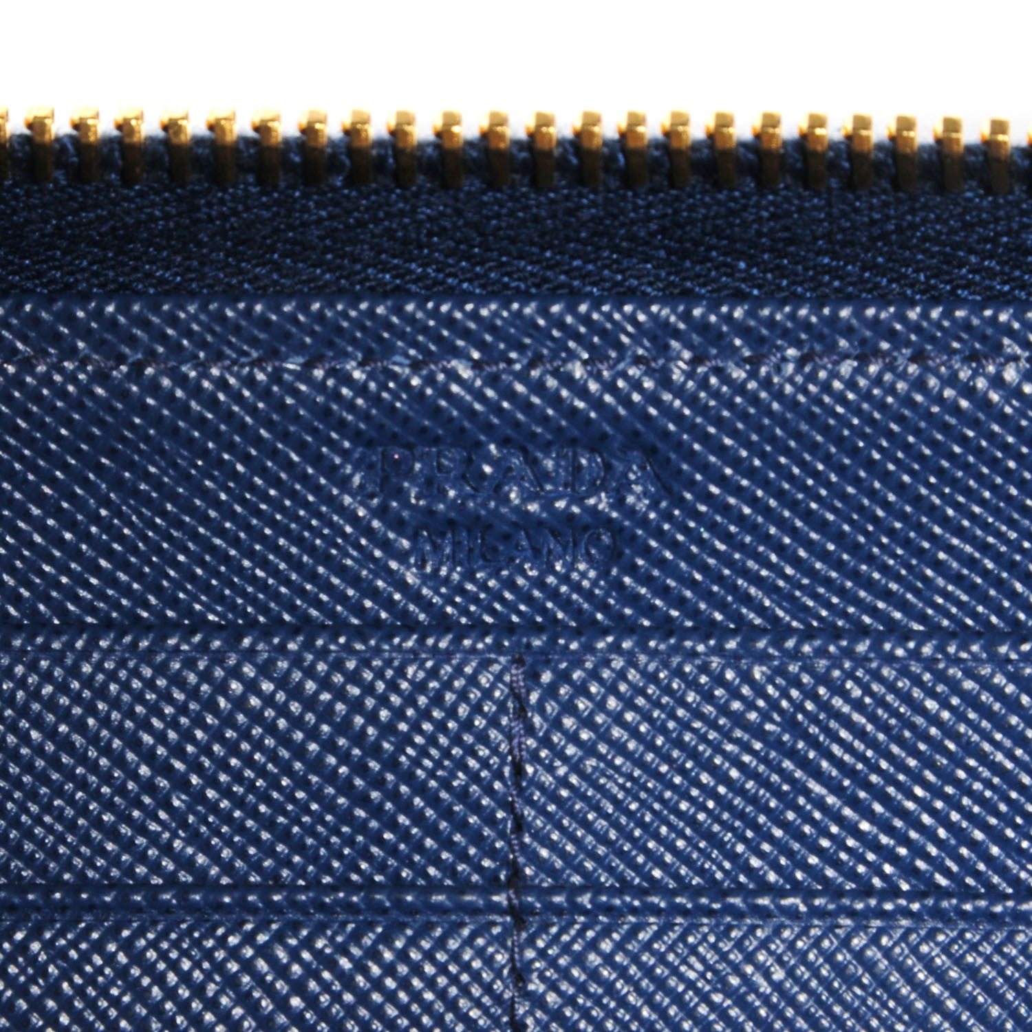 Prada Saffiano Metal Zip Around Organizer Wallet Bleuette 7 of 9
