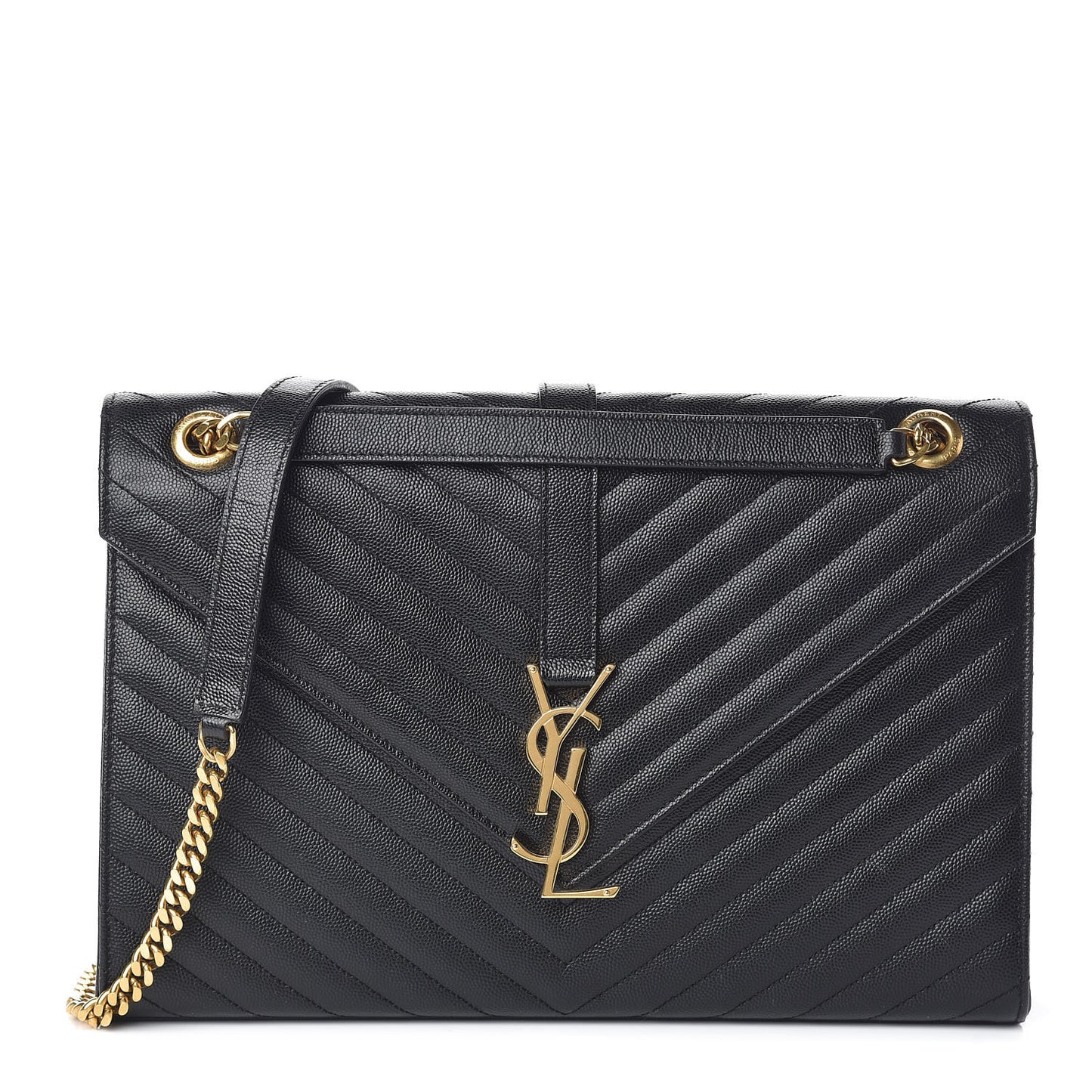 Grain De Poudre Matelasse Chevron Large Monogram Satchel Black