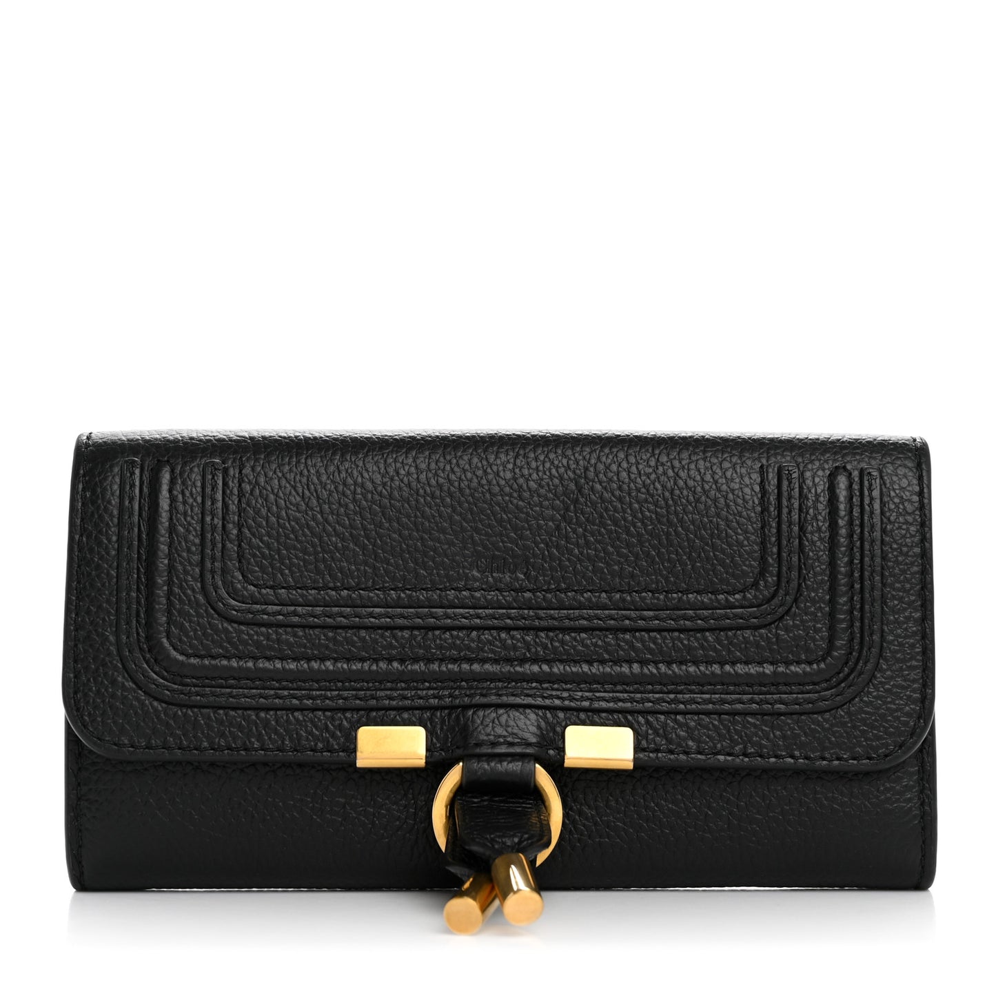 Calfskin Marcie Continental Flap Wallet Black
