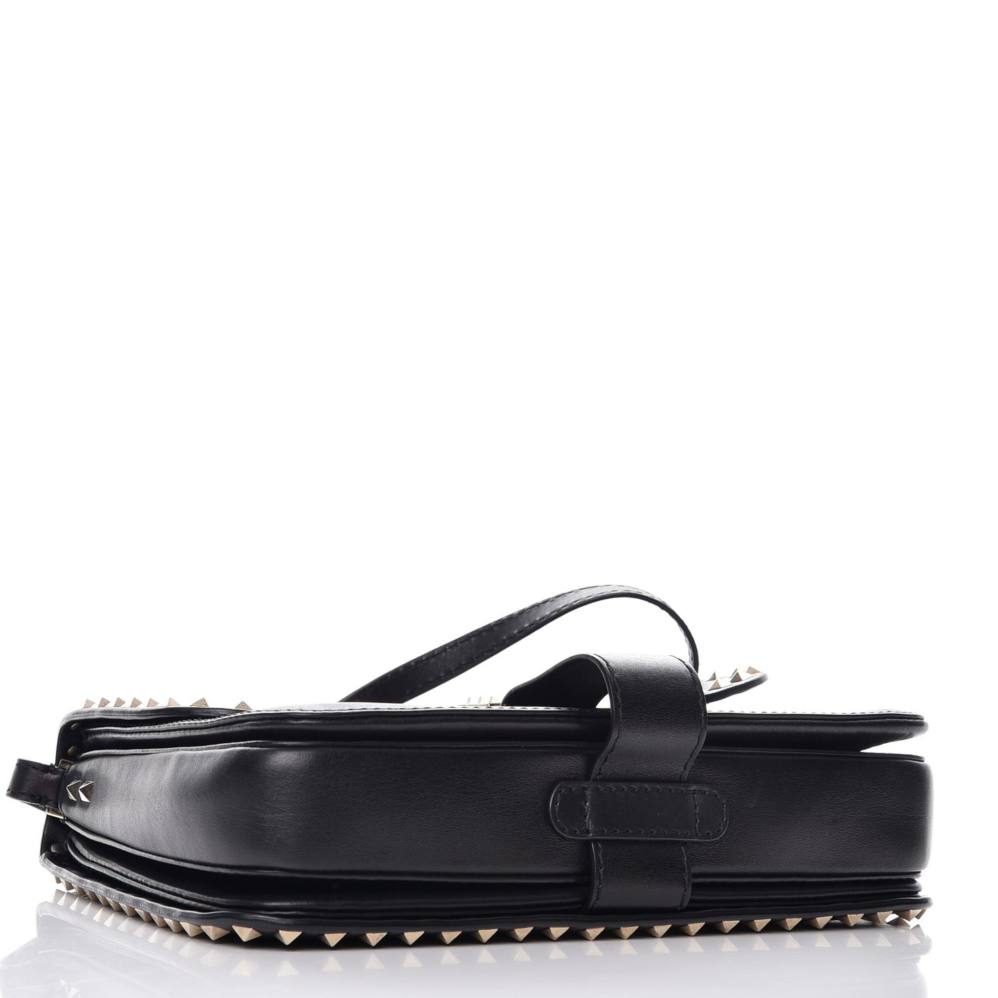 Vitello Rockstud Shoulder Flap Bag Black