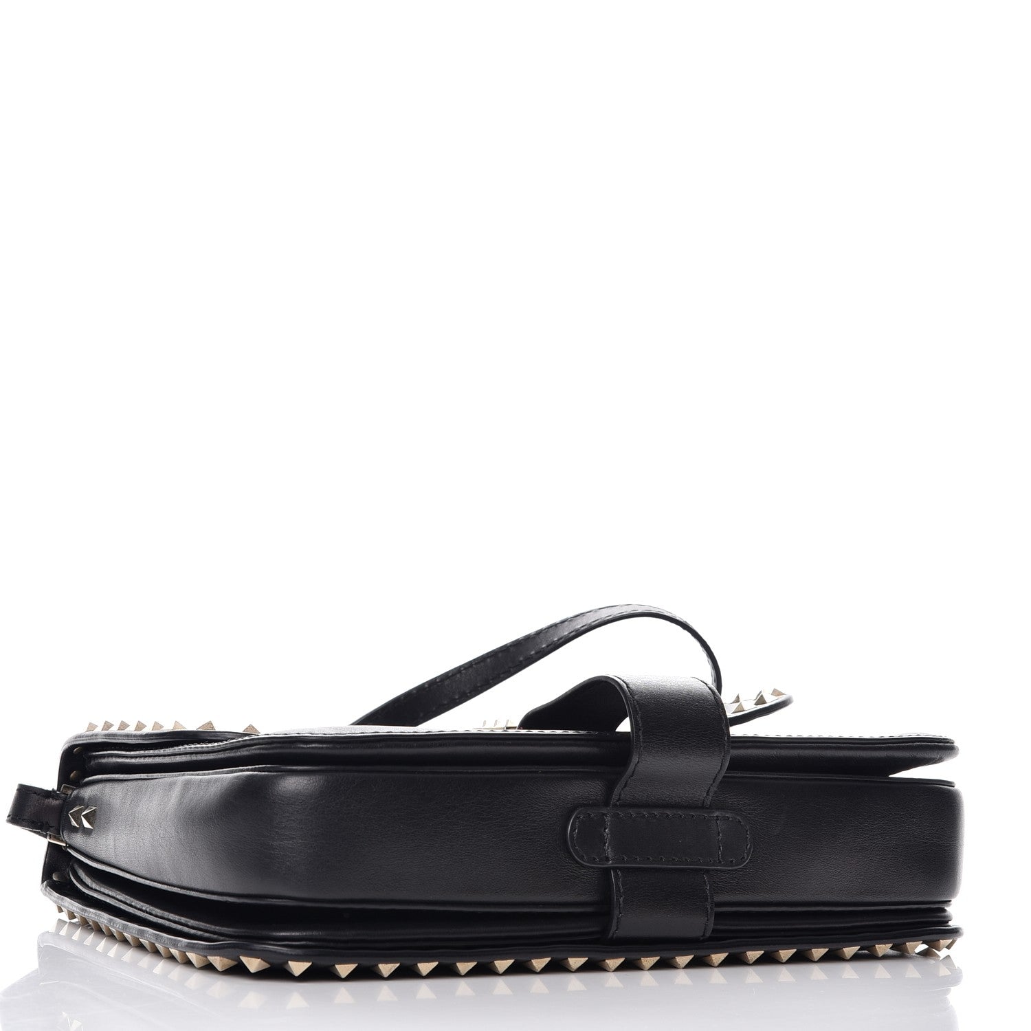 Valentino Garavani Vitello Rockstud Shoulder Flap Bag Black 4 of 10