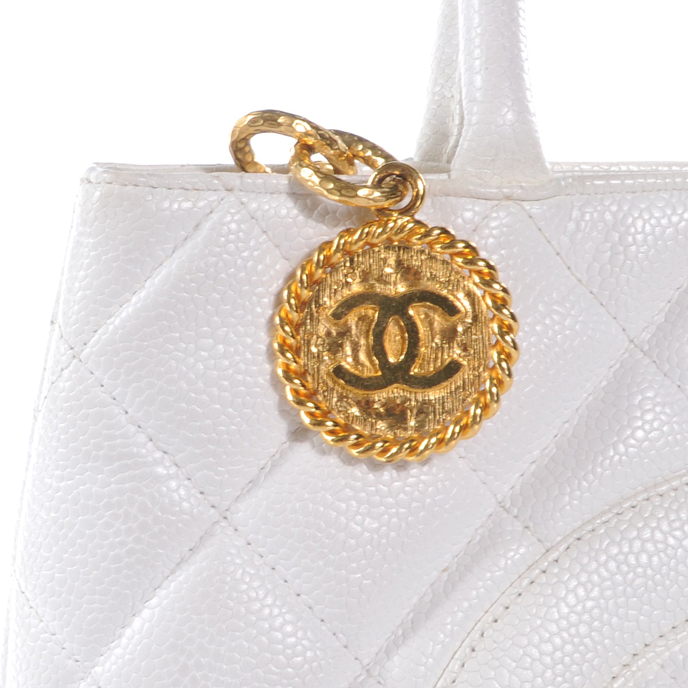 Caviar Medallion Tote White
