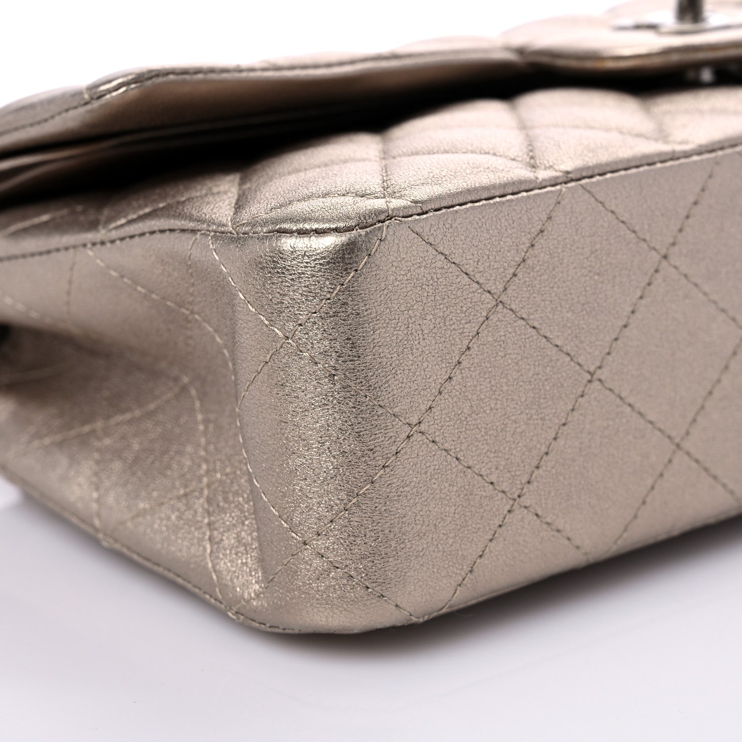 Chanel Metallic Lambskin Quilted Medium Double Flap Khaki 8 of 10