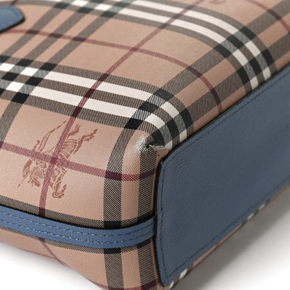 Burberry Calfskin Haymarket Check Small Reversible Tote Slate Blue 18 of 23