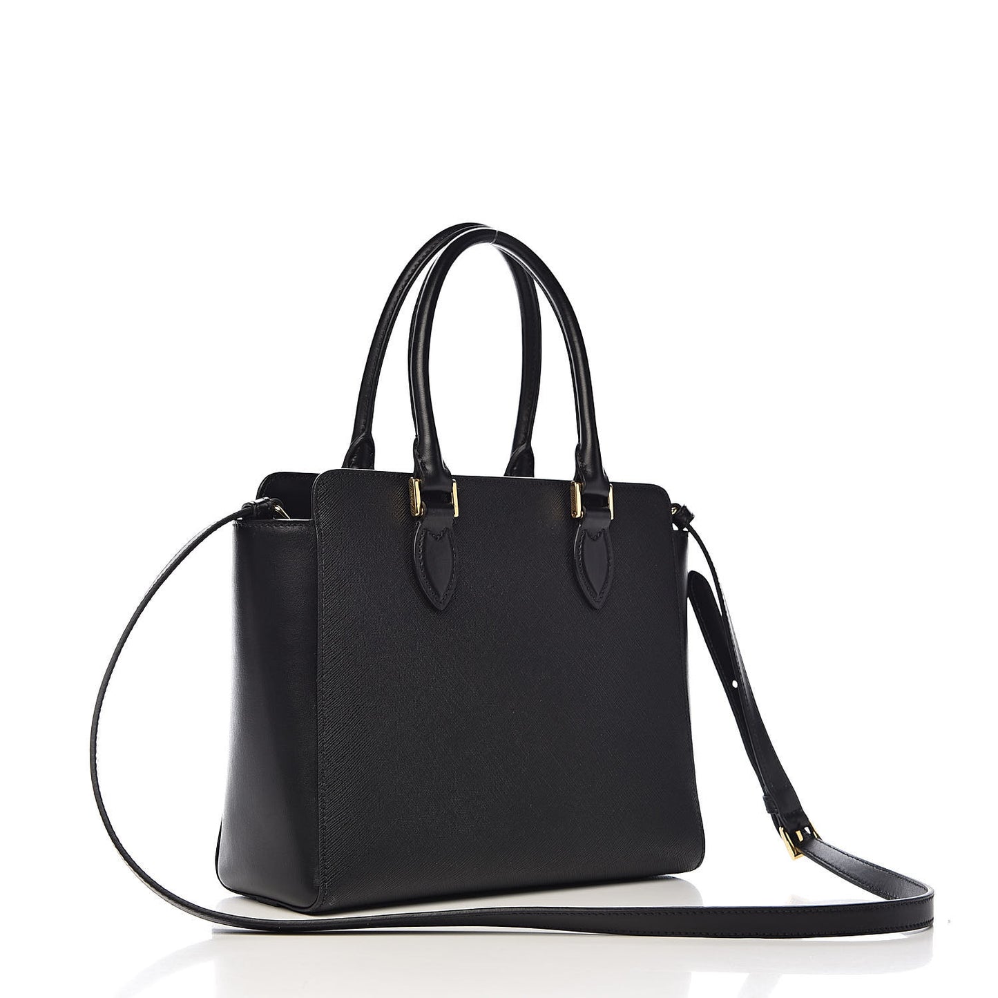 Saffiano Soft Calfskin Small Zippered Tote Black