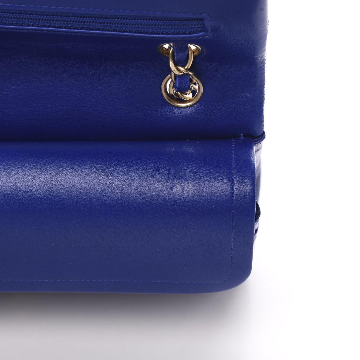 Lambskin Quilted Medium Double Flap Blue