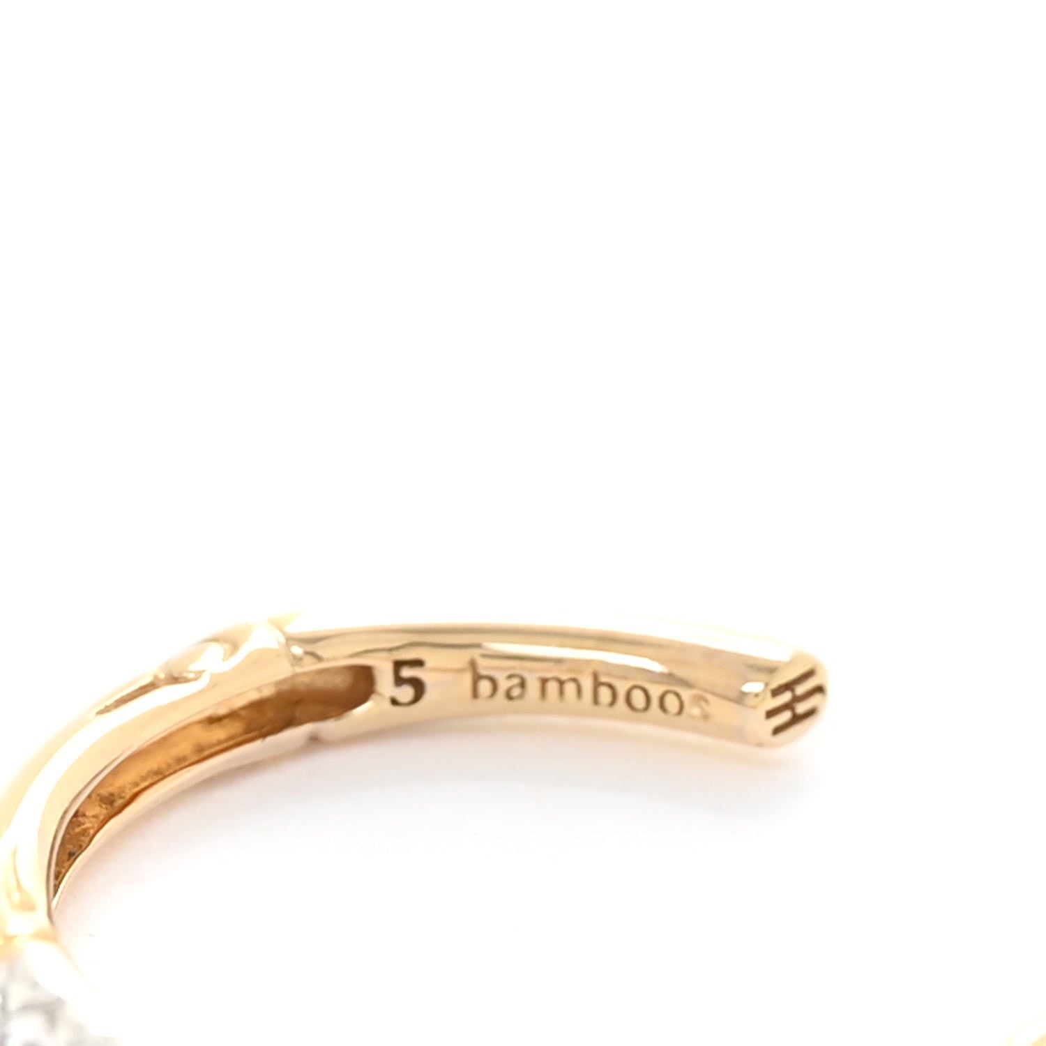 John Hardy 18K Yellow Gold Diamond XS Bamboo Hoop Earrings 5 of 6