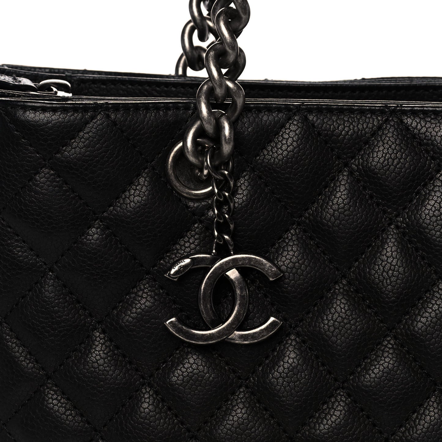 Caviar Quilted Medium Rock In Rome Tote Black