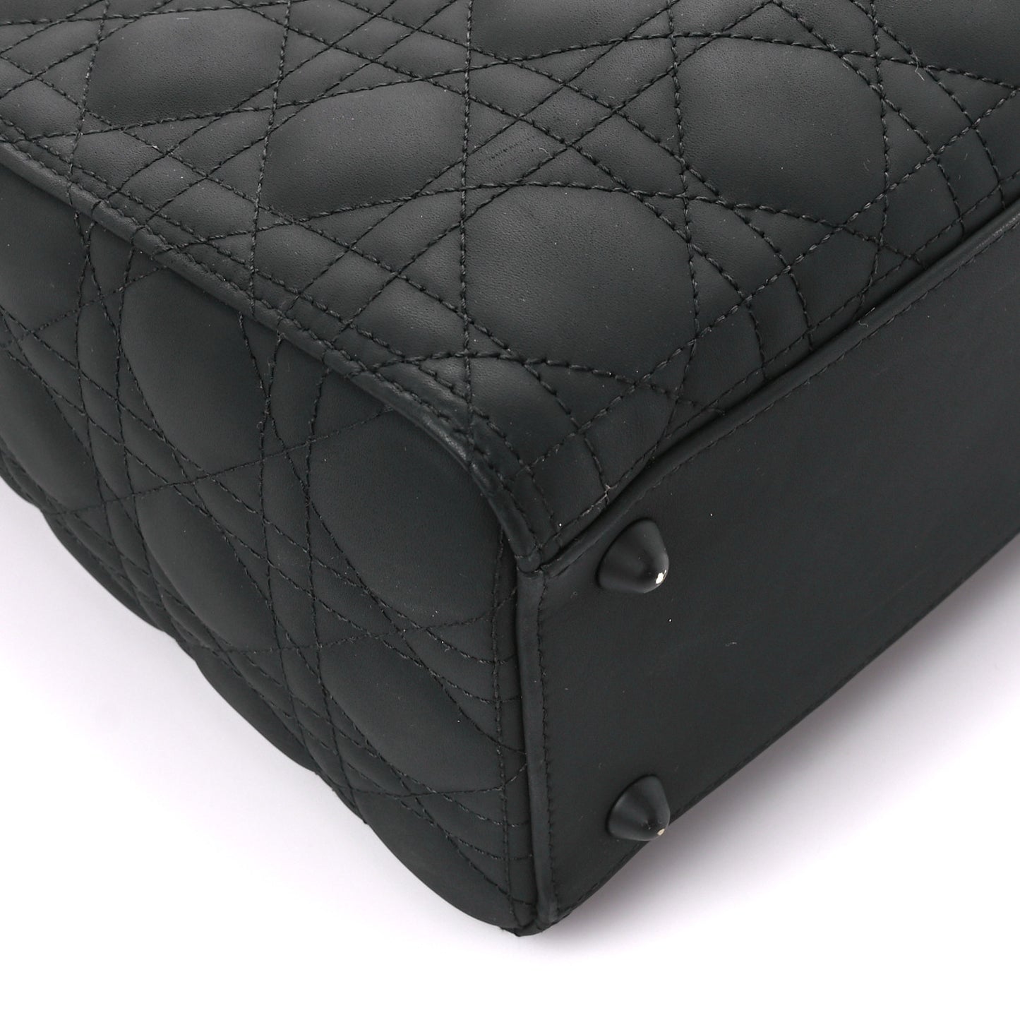 Ultra Matte Calfskin Cannage Large Lady Dior Black