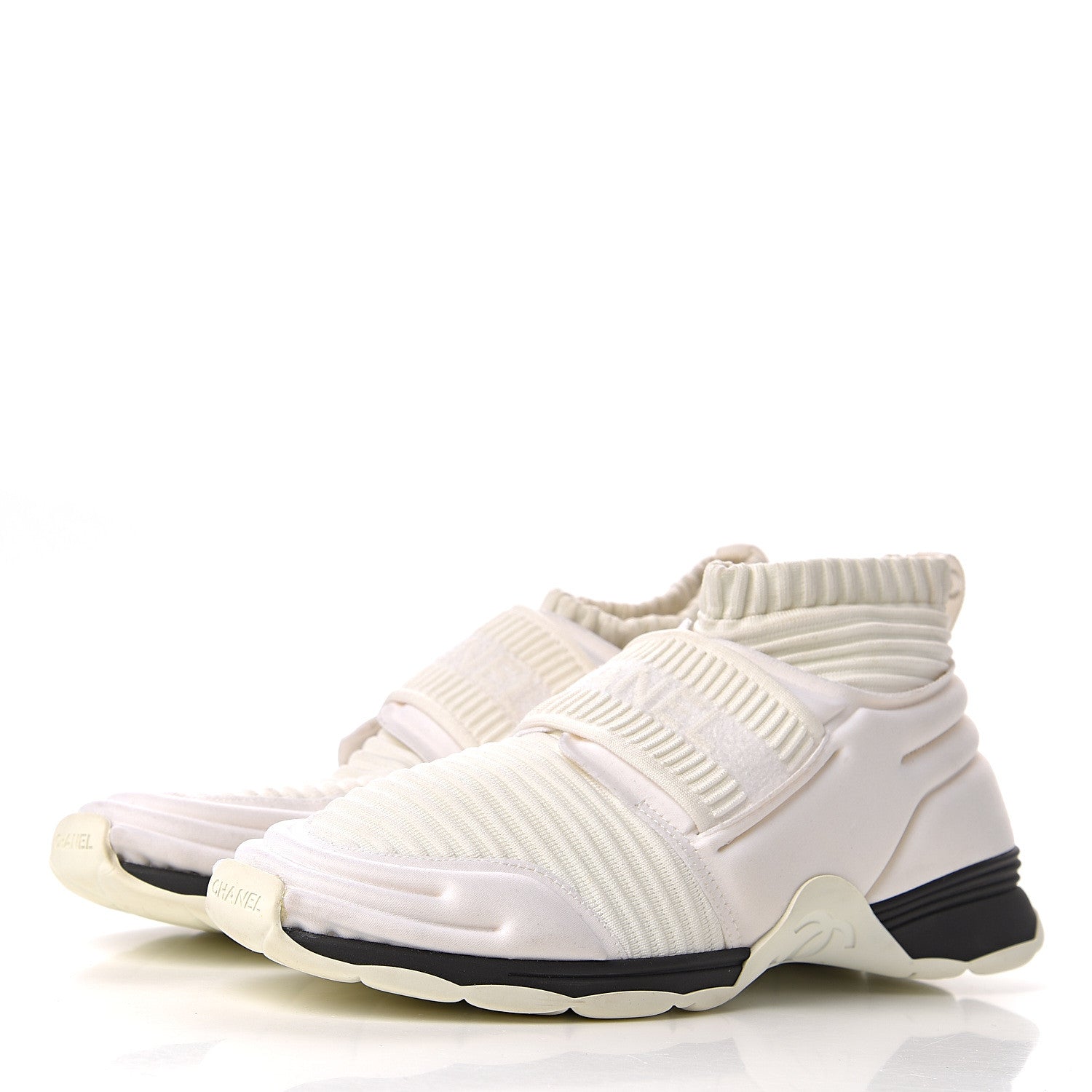 Chanel Stretch Fabric CC Sneakers 39 White 3 of 13