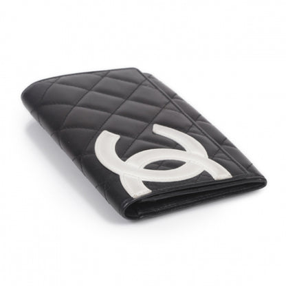 Chanel Calfskin Quilted Cambon Billfold Wallet Black White 5 of 9